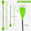 24MOVE 2 in 1 Teleskoppaddel für SUP und Kajak, 230 cm, verstellbar, mit grünen Paddelblättern und Maßangaben