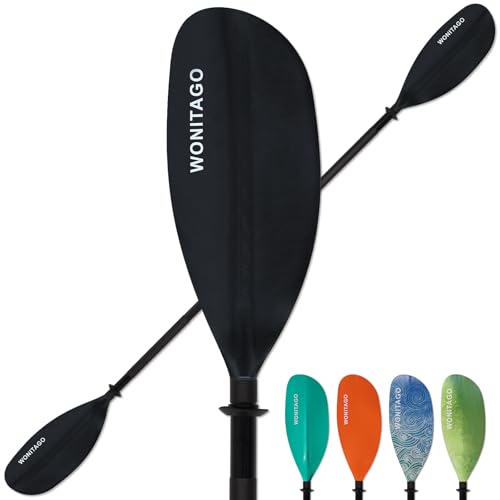 XUXIAKE Kajak Paddel mit Aluminiumschaft und PP-Klinge, 3-teilig, verstellbar von 210 bis 230 cm in Schwarz, geeignet für alle Wassersportler.