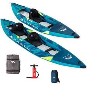 Aqua Marina 2er Kajak aufblasbar im Set Steam-412 für zwei Personen, ideal für Wassersport Abenteuer auf Seen und Flüssen.