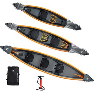 Aqua Marina Kajak Tomahawk AIR-K 14'5" aufblasbar für 2 Personen mit bequemen Sitzen, Pumpe und Rucksack, ideal für Wassersportabenteuer