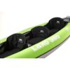 Aquamarina Laxo-380 Kajak in Grün Schwarz, aufblasbares Kajak für 3 Personen mit stromlinienförmigem Design und gepolsterten Sitzen.