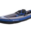 Aufblasbares Kajak Bluemarina Samoa in Grau und Blau mit gepolstertem Sitz, ideal für Wasserabenteuer und entspannte Touren.