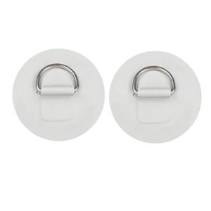 Zwei robuste Edelstahl D-Ring Patches für Kajaks und Boote auf weißem Hintergrund, ideal für zuverlässige Befestigungen bei Outdoor-Aktivitäten.