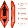 Ultralight PackRaft in Orange, perfekt für Bikepacking und Wassersport. Aus hochwertigem PVC, leicht und handlich mit einem Gewicht von 3,3 kg.