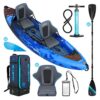 Bluefin Ranger aufpumpbares Kajak für zwei Personen in blau mit Zubehör für Kajaktouren, inklusive Pumpe und Paddel.