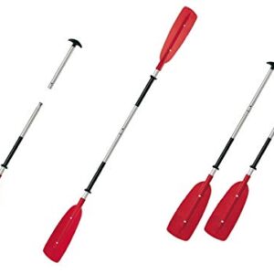 Bravo 1 oder 2 Stechpaddel und Doppelpaddel in Rot mit asymmetrischen Paddelblättern aus ABS-Material, ideal für Kajakfahren und andere Wassersportarten.