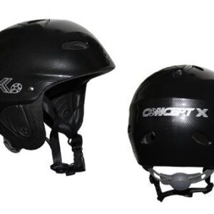 Concept X Kite + Surf Helm CX Pro in Weiß und Schwarz mit Carbon-Akzenten, ideal für Wassersportarten wie Kitesurfen und Surfen. Bietet hohen Tragekomfort und optimale Sicherheit.
