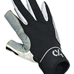 crazy4sailing Unisex Segelhandschuhe Offshore in Schwarz, 2-Finger-frei Design für optimalen Griff und Flexibilität beim Wassersport. Ideal für Segeln, Kajakfahren, Wakeboarden und Rudern. Größe M.