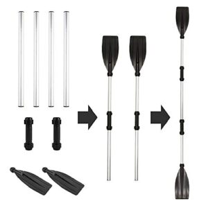 Verstellbares Doppelpaddel aus Aluminiumlegierung für Kajak und Kanu mit ergonomischen Paddelblättern und Verbindungselementen, ideal für alle Paddler.