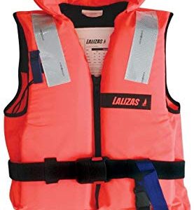 Lalizas Feststoff-Rettungsweste für Kinder mit einer Auftriebskraft von 32 N, orangefarbene Farbe für hohe Sichtbarkeit im Wasser, ausgestattet mit verstellbaren Gurten und Sicherheitsmerkmalen.