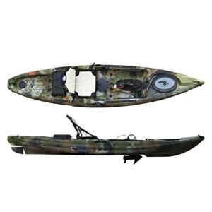 Galaxy Wahoo S Angelkajak in Jungle Tarnmuster, ideal für Angeltouren und Freizeitaktivitäten auf dem Wasser, mit Platz für bis zu 180 kg und einem komfortablen Vista Sitz.