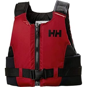 Leuchtend rote Helly Hansen Rider Qajaq Weste Schwimmhilfe Unisex in der Größe XXS-XS, ideal für Sicherheit und Komfort beim Wassersport.