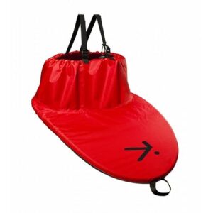 Hiko Kajak Spritzdecke Basic PU Fitflex in Rot, gefertigt aus strapazierfähigem Nylon, bietet effektiven Spritzschutz für Wassersportler.