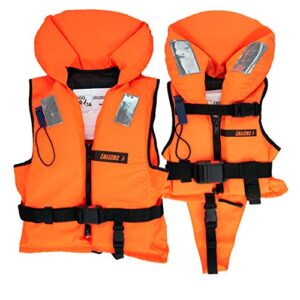 HonuNautic Feststoff Rettungsweste für Kinder und Erwachsene in leuchtendem Orange, sicher und sichtbar für Wasseraktivitäten - Größe 4 für Kinder von 30 bis 40 kg