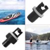 Kajak Adapter und Pumpenadapter für Schlauchboote im Einsatz, inkl. SUP und Kajak, präsentiert auf blauem Wasser mit natürlicher Umgebung.