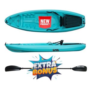 Kajak Reef Galaxy Kayaks Sit on Top in Paradise Blue, ideal für Einsteiger und Paddelanfänger, inklusive Paddel und mit stromlinienförmiger Form für Stabilität auf dem Wasser.