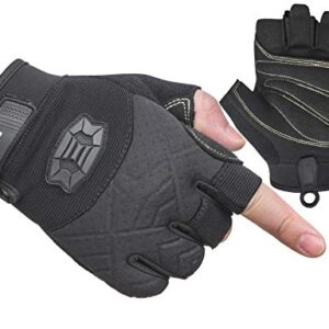 Seibertron Halbfinger Kletterhandschuhe mit gepolsterter Handfläche, leicht und atmungsaktiv, ideal für Klettern, Segeln und Outdoor-Sportarten in schwarz.