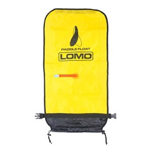 Lomo Aufblasbarer Paddel-Schwimmkörper in leuchtendem Gelb, ideal für Sicherheit und Sichtbarkeit beim Paddeln und Schwimmen, mit Befestigungselementen für Kanu oder Kajak.