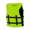Sichere und robuste Schwimmweste für Erwachsene in neon-gelb, ideal für Wassersport wie SUP, Kanu und Wakeboard mit 50N Auftrieb und hervorragender Passform.