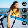 Verstellbarer mizikuu Sup Tragegurt für Surfboards, ideal für komfortables Tragen beim Stand Up Paddling und Kajakfahren, präsentiert von einer sportlichen Frau am Strand.