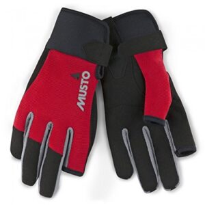 Musto Essential lange Fingerhandschuhe in True Red für Segeln und Wassersport, optimiert für Komfort, Schutz und Bewegungsfreiheit.
