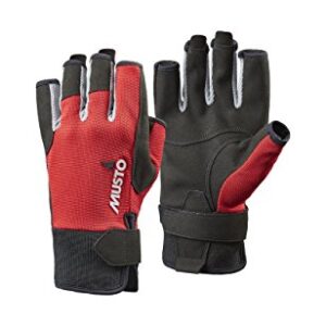 Musto Essential Sailing Yachting und Dinghy kurze Fingerhandschuhe in Rot für Erwachsene - Unisex, leicht und atmungsaktiv, ideal für Wassersportler.