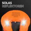 Orangefarbene NOARD Rettungsweste für Kinder und Erwachsene mit reflektierenden SOLAS-Elementen für verbesserte Sichtbarkeit auf dem Wasser, geeignet für 40-60 kg.