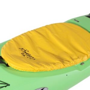 Prijon Lukendeckel Nylon in leuchtendem Gelb auf einem Kajak mit elastischem Rand für optimale Sicherheit und Halt. Ideal für Kajakfahrer zur Abdeckung des Cockpits und Schutz vor Wasser.