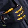 Professionelle Segelhandschuhe mit langen Fingern und nackten Fingerspitzen für Segeln und Wassersport, in Schwarz und mit gelben Akzenten, perfekt für optimalen Grip und Beweglichkeit.
