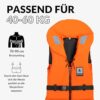 NOARD Rettungsweste in Orange für Kinder und Erwachsene, geeignet für 40-60 kg mit reflektierenden Streifen und verstellbaren Gurten für optimale Sicherheit auf dem Wasser.