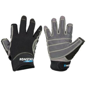 Ronstan Sticky Race Handschuh 3 Finger in Schwarz, ideal für Wassersportarten mit optimalem Grip und Schutz für die Hände.