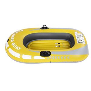 Aufblasbares Schlauchboot für eine Person in leuchtendem Gelb mit grauen Akzenten, ideal für Drifting, Angeln und Freizeitaktivitäten auf ruhigen Gewässern.