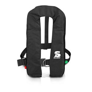 Secumar Automatic-Schwimmweste Mystic 150 in Schwarz für Wassersport mit automatischem Aufblassystem und verstellbarem Harness