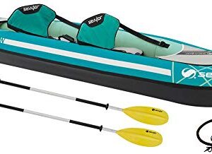 Sevylor Madison Kit in blau und schwarz – modernes aufblasbares Kajak mit zwei Sitzen und Aluminium-Paddeln für Outdoor-Abenteuer