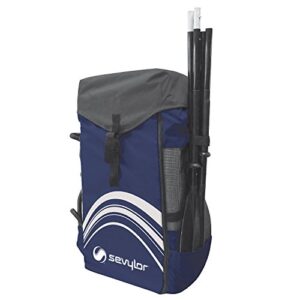 Sevylor Tragetasche Quikpak in dunkelblau/grau mit gepolsterten Schulterriemen und Netzeinsätzen für optimale Luftzirkulation, ideal für den Transport von Wassersportausrüstung.