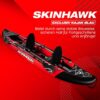 SKINHAWK Exclusiv Rot Kajak Set 380 mit zwei Sitzen, stabiler Bauweise und auffälligem rot-schwarzem Design für Wassersportabenteuer.