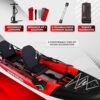 SKINHAWK Exclusiv Rot Kajak Set 380 – Sportliches zweisitziges Kajak in rot-schwarz mit ergonomischen Sitzen und umfangreichem Zubehör, einschließlich Paddel und Hochdruckluftpumpe.