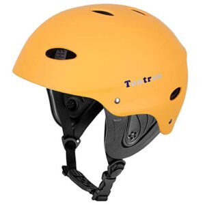 Tontron Classic Wakeboard Kajak Kite Surf Wassersporthelm in auffälligem matte Gelb für Sicherheit und Komfort beim Wassersport