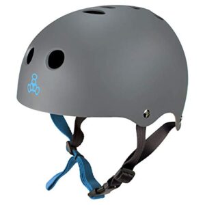 Triple Eight Sweatsaver Halo Wasserhelm in Grau mit grauer matte Oberfläche, Belüftungslöchern und verstellbarem Kinn- und Nackenriemen, ideal für Wassersport wie Wakeboarding und Wasserski.