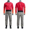 VZKAK Trockentauchanzug für Herren in leuchtendem Rot, ideal für Kaltwasserpaddeln und Wildwasserpaddeln, mit ergonomischem Design und wasserdichten Dichtungen.