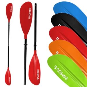 24MOVE® Doppelpaddel LAGO in rot, ideal für Kajakfahren und Stand-Up Paddling, robust und leicht, mit asymmetrisch geformten Paddelblättern für optimale Effizienz.