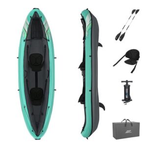 Bestway Hydro-Force Kajak-Set Ventura Elite X2 330 x 86 x 48 cm mit Paddel, Handpumpen, Finnen und Sitzen - Ideal für Wassersportler