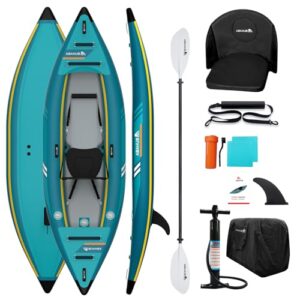 Abahub 320cm aufblasbares Kajak in Türkisblau mit Paddel, Pumpe und Tasche - ideales Set für Wassersportliebhaber