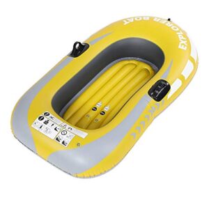 Aufblasbares Schlauchboot für Kinder und Erwachsene in leuchtendem Gelb, aus robustem PVC, ideal für Wasseraktivitäten wie Angeln und Tauchen.