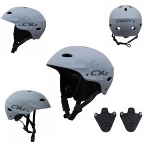 Concept X Helm für Wassersportler in Grau, Größe XL, ideal für Kiten, Surfen, Wakeboarden und Kajakfahren, mit robuster Bauweise und sicherem Design.