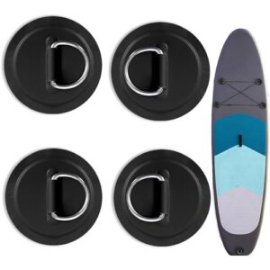 Edelstahl-D-Ring-Patch, 4 Stück, Schwarz, für Wassersportler, PVC und Edelstahl, langlebig, elastisch, flexibel, wasserdicht, verschleißfest