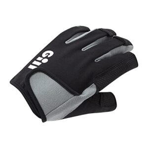 Gill Junior Deckhand Handschuhe für Jungen und Mädchen, kurze Finger, schwarz, ideal für Wassersport und Outdoor-Aktivitäten.
