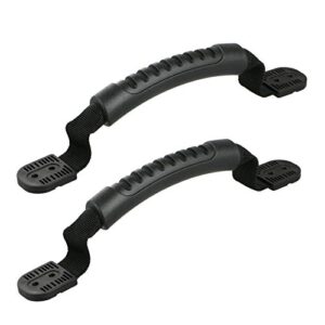 Zwei langlebige schwarze Kajak-Griffe aus hochwertigem PVC, ergonomisch geformt für bequeme Handhabung beim Transport von Kajaks, Kanus und Booten. Rutschfeste Oberfläche für besseren Halt.