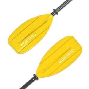 Leichtes XUXIAKE Kajak Paddel für Kinder mit Aluminium Schaft und PP Klinge in leuchtend gelber Farbe, ideal für junge Paddler ohne Gewicht zu belasten.