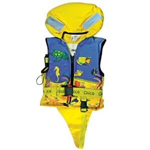 Lalizas 72070 Kinder Feststoff Rettungsweste Chico 100N in gelb-blauer Farbgestaltung für Kinder von 10 bis 20 kg, mit Reißverschluss, verstellbarem Gürtel und Reflexstreifen für erhöhte Sichtbarkeit im Wasser.